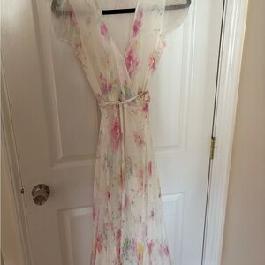 Ralph Lauren Stunning Floral Maxi Dress in Pink and White